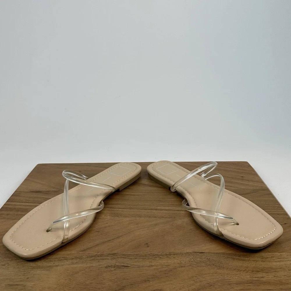 New NWOB Womens Dolce Vita Leanna‎ Clear Toe Strap Slides Sandals Size 10 M